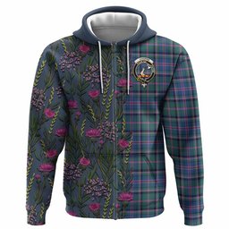 ScotsTee Shop Scottish Cooper Family Crest Tartan Hoodie Scottish Thistle Flower Half Style