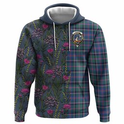 ScotsTee Shop Scottish Cooper Family Crest Tartan Hoodie Scottish Thistle Flower Half Style