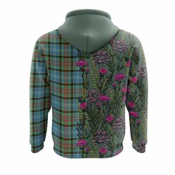 ScotsTee Shop Scottish Cathcart Family Crest Tartan Hoodie Scottish Thistle Flower Half Style