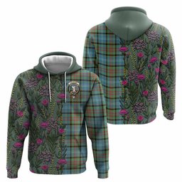 ScotsTee Shop Scottish Cathcart Family Crest Tartan Hoodie Scottish Thistle Flower Half Style