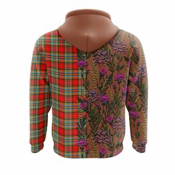 ScotsTee Shop Scottish Chattan Family Crest Tartan Hoodie Scottish Thistle Flower Half Style