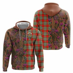 ScotsTee Shop Scottish Chattan Family Crest Tartan Hoodie Scottish Thistle Flower Half Style