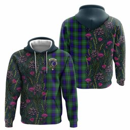 ScotsTee Shop Scottish Alexander Family Crest Tartan Hoodie Scottish Thistle Flower Half Style