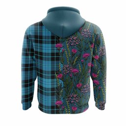 ScotsTee Shop Scottish Clergy Family Crest Tartan Hoodie Scottish Thistle Flower Half Style