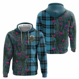 ScotsTee Shop Scottish Clergy Family Crest Tartan Hoodie Scottish Thistle Flower Half Style