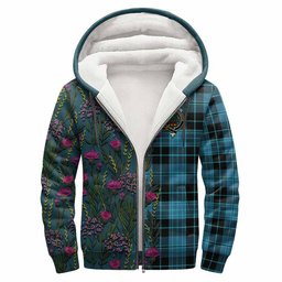 ScotsTee Shop Scottish Clergy Family Crest Tartan Hoodie Scottish Thistle Flower Half Style