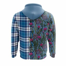 ScotsTee Shop Scottish Hutton Family Crest Tartan Hoodie Scottish Thistle Flower Half Style