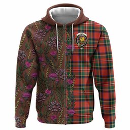 ScotsTee Shop Scottish Lyle Family Crest Tartan Hoodie Scottish Thistle Flower Half Style