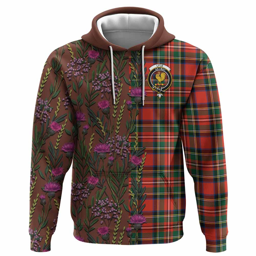 ScotsTee Shop Scottish Lyle Family Crest Tartan Hoodie Scottish Thistle Flower Half Style