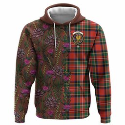 ScotsTee Shop Scottish Lyle Family Crest Tartan Hoodie Scottish Thistle Flower Half Style