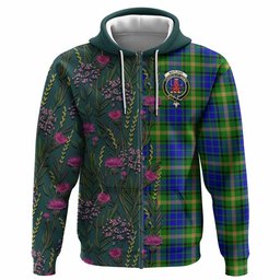 ScotsTee Shop Scottish Maitland Family Crest Tartan Hoodie Scottish Thistle Flower Half Style