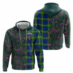 ScotsTee Shop Scottish Maitland Family Crest Tartan Hoodie Scottish Thistle Flower Half Style