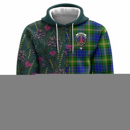 ScotsTee Shop Scottish Maitland Family Crest Tartan Hoodie Scottish Thistle Flower Half Style