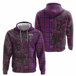 ScotsTee Shop Scottish Montgomery Family Crest Tartan Hoodie Scottish Thistle Flower Half Style