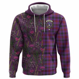 ScotsTee Shop Scottish Montgomery Family Crest Tartan Hoodie Scottish Thistle Flower Half Style