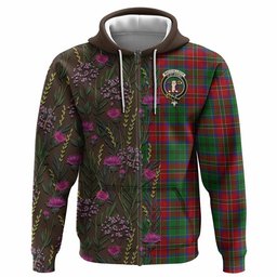 ScotsTee Shop Scottish MacCulloch (McCulloch) Family Crest Tartan Hoodie Scottish Thistle Flower Half Style