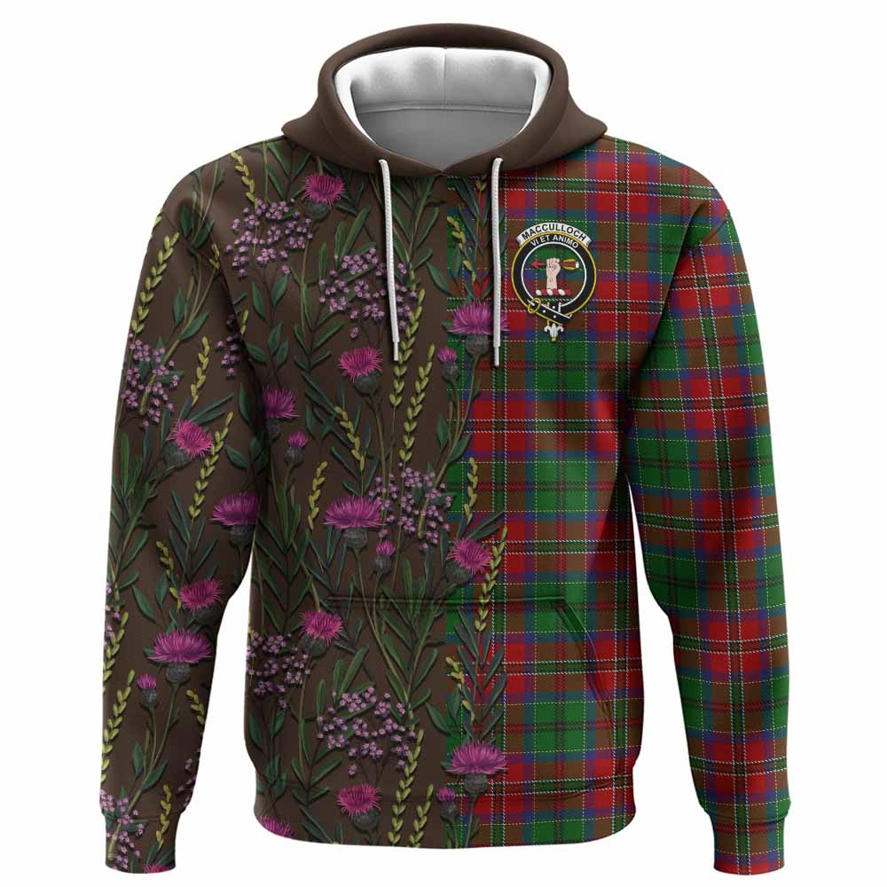 ScotsTee Shop Scottish MacCulloch (McCulloch) Family Crest Tartan Hoodie Scottish Thistle Flower Half Style