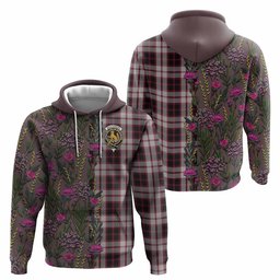 ScotsTee Shop Scottish MacPherson (McPherson) Family Crest Tartan Hoodie Scottish Thistle Flower Half Style