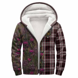 ScotsTee Shop Scottish MacPherson (McPherson) Family Crest Tartan Hoodie Scottish Thistle Flower Half Style