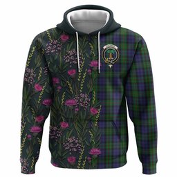 ScotsTee Shop Scottish MacEwan (MacEwen) Family Crest Tartan Hoodie Scottish Thistle Flower Half Style