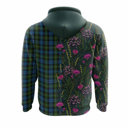 ScotsTee Shop Scottish Mackenzie (Mckenzie) Family Crest Tartan Hoodie Scottish Thistle Flower Half Style