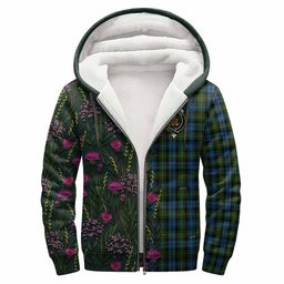ScotsTee Shop Scottish Mackenzie (Mckenzie) Family Crest Tartan Hoodie Scottish Thistle Flower Half Style