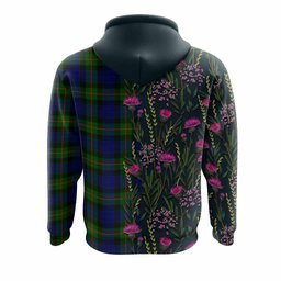 ScotsTee Shop Scottish Jamieson Family Crest Tartan Hoodie Scottish Thistle Flower Half Style