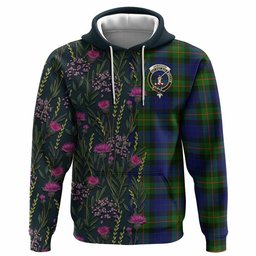 ScotsTee Shop Scottish Jamieson Family Crest Tartan Hoodie Scottish Thistle Flower Half Style