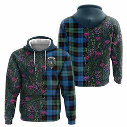 ScotsTee Shop Scottish Guthrie Family Crest Tartan Hoodie Scottish Thistle Flower Half Style