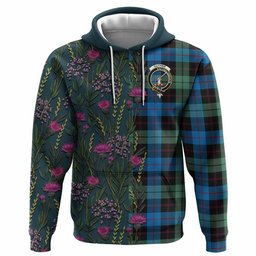 ScotsTee Shop Scottish Guthrie Family Crest Tartan Hoodie Scottish Thistle Flower Half Style