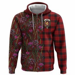 ScotsTee Shop Scottish Ewing Family Crest Tartan Hoodie Scottish Thistle Flower Half Style