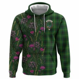 ScotsTee Shop Scottish MacArthur (McArthur) Family Crest Tartan Hoodie Scottish Thistle Flower Half Style