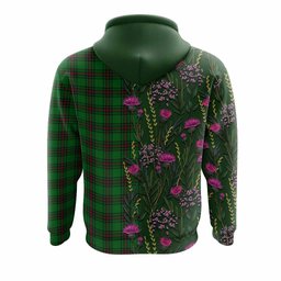 ScotsTee Shop Scottish Halkett Family Crest Tartan Hoodie Scottish Thistle Flower Half Style