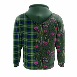ScotsTee Shop Scottish Learmonth Family Crest Tartan Hoodie Scottish Thistle Flower Half Style