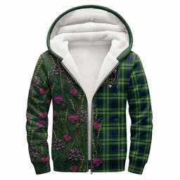 ScotsTee Shop Scottish Learmonth Family Crest Tartan Hoodie Scottish Thistle Flower Half Style