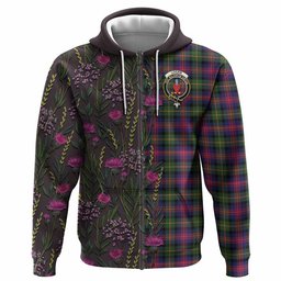 ScotsTee Shop Scottish Logan Family Crest Tartan Hoodie Scottish Thistle Flower Half Style
