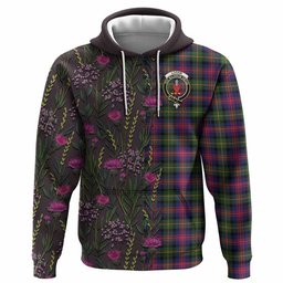 ScotsTee Shop Scottish Logan Family Crest Tartan Hoodie Scottish Thistle Flower Half Style