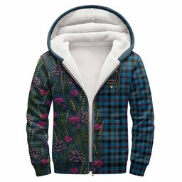 ScotsTee Shop Scottish MacCorquodale (McCorquodale) Family Crest Tartan Hoodie Scottish Thistle Flower Half Style