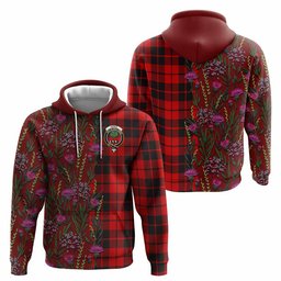 ScotsTee Shop Scottish Hogg (Hog) Family Crest Tartan Hoodie Scottish Thistle Flower Half Style