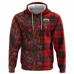 ScotsTee Shop Scottish Hogg (Hog) Family Crest Tartan Hoodie Scottish Thistle Flower Half Style