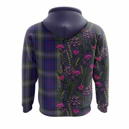 ScotsTee Shop Scottish Kinnaird Family Crest Tartan Hoodie Scottish Thistle Flower Half Style