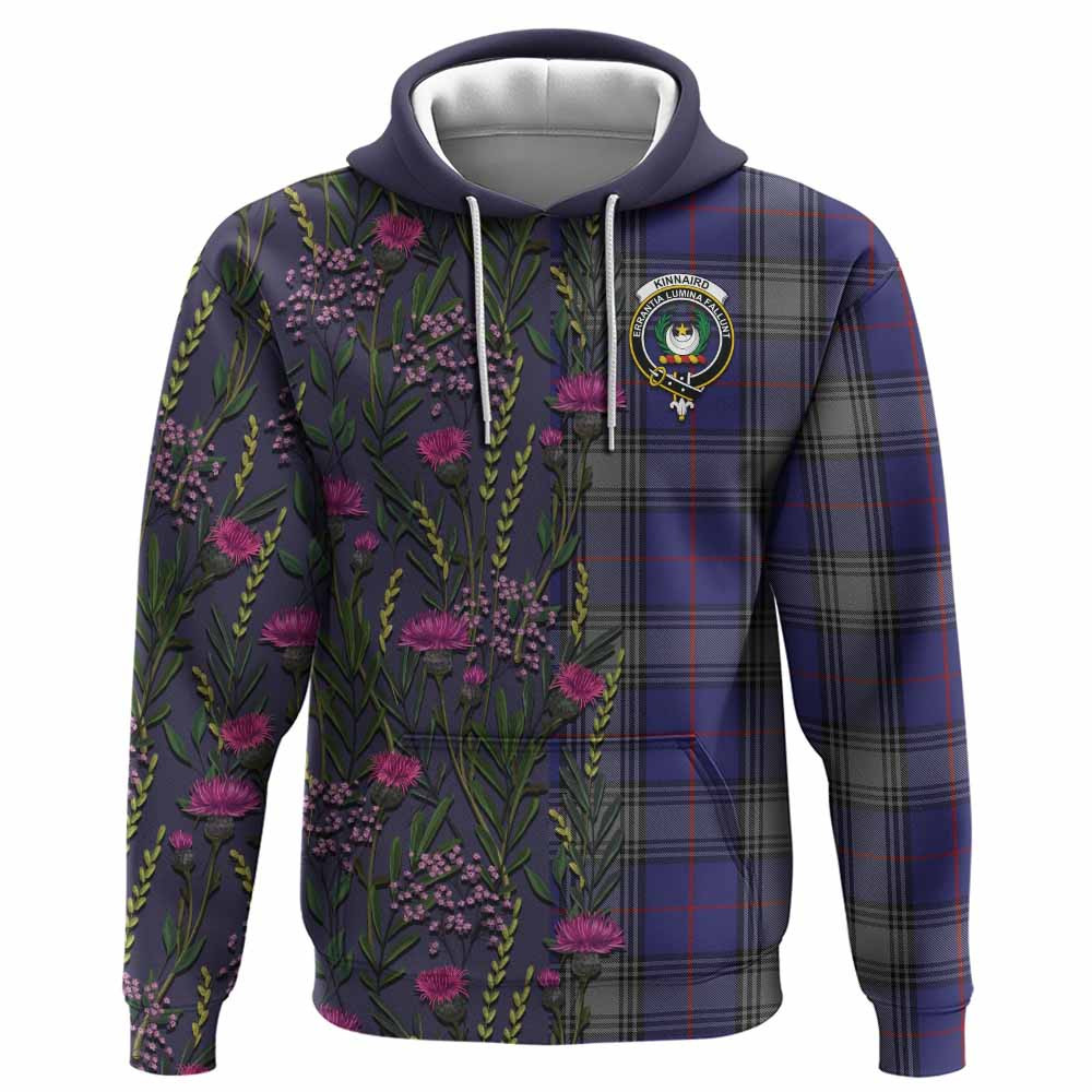 ScotsTee Shop Scottish Kinnaird Family Crest Tartan Hoodie Scottish Thistle Flower Half Style