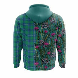 ScotsTee Shop Scottish Irvine Family Crest Tartan Hoodie Scottish Thistle Flower Half Style