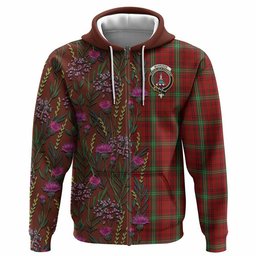 ScotsTee Shop Scottish Morrison Family Crest Tartan Hoodie Scottish Thistle Flower Half Style