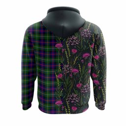 ScotsTee Shop Scottish Malcolm Family Crest Tartan Hoodie Scottish Thistle Flower Half Style