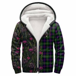 ScotsTee Shop Scottish Malcolm Family Crest Tartan Hoodie Scottish Thistle Flower Half Style