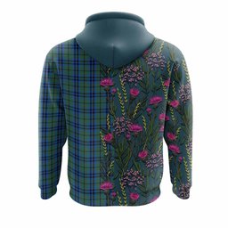 ScotsTee Shop Scottish Marshall Family Crest Tartan Hoodie Scottish Thistle Flower Half Style