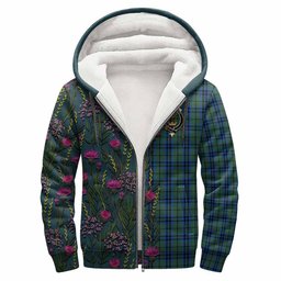 ScotsTee Shop Scottish Marshall Family Crest Tartan Hoodie Scottish Thistle Flower Half Style
