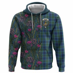 ScotsTee Shop Scottish Marshall Family Crest Tartan Hoodie Scottish Thistle Flower Half Style