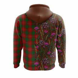 ScotsTee Shop Scottish MacPhee (McPhee) Family Crest Tartan Hoodie Scottish Thistle Flower Half Style